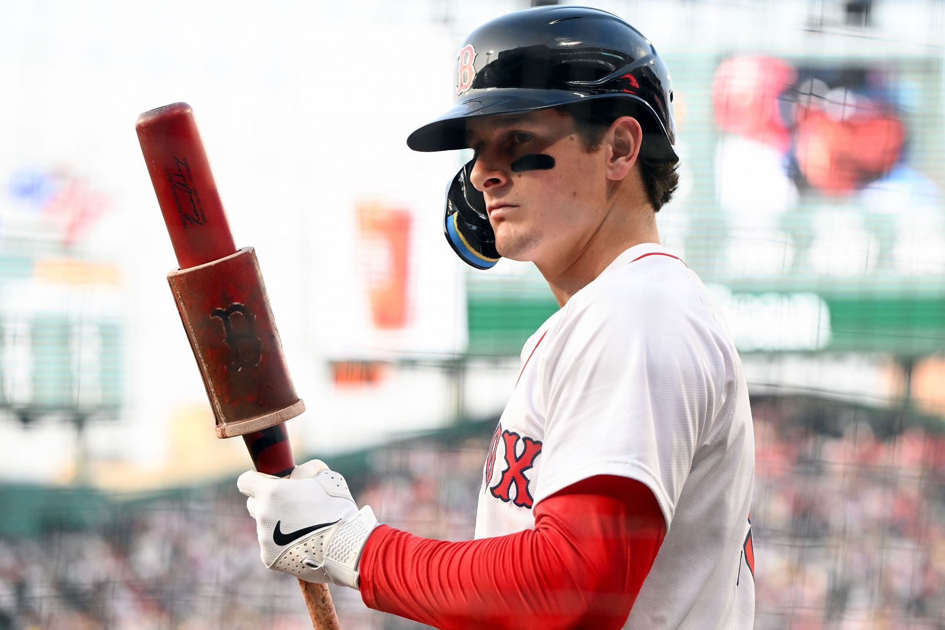 Roman Anthony warming up to bat against the Tampa Bay Rays - Source: Getty